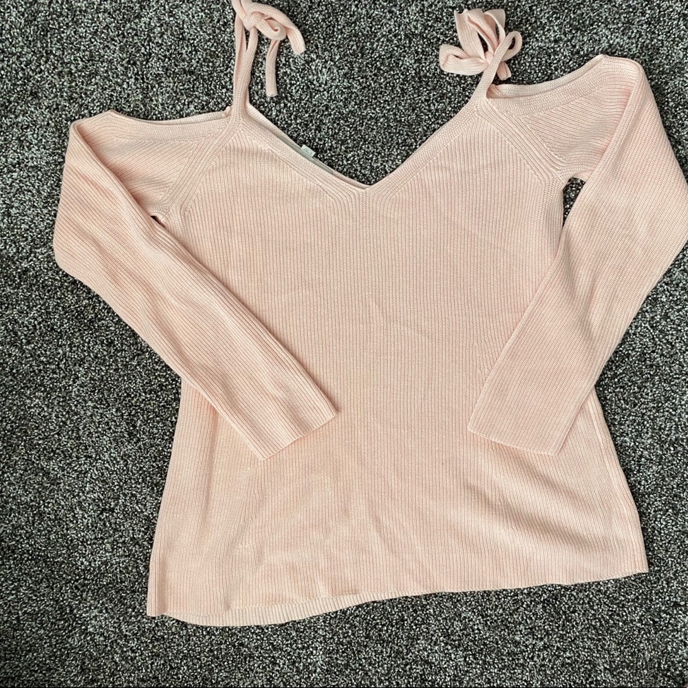Blush Tie Shoulder Sweater NWOT
